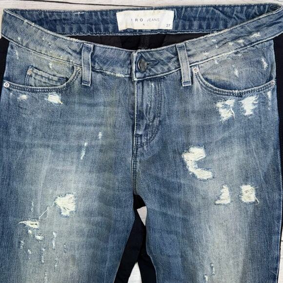 IRO Women's Denim Rayley Jeans Distressed Front / Black Stretch Back Size 27 - Picture 7 of 10